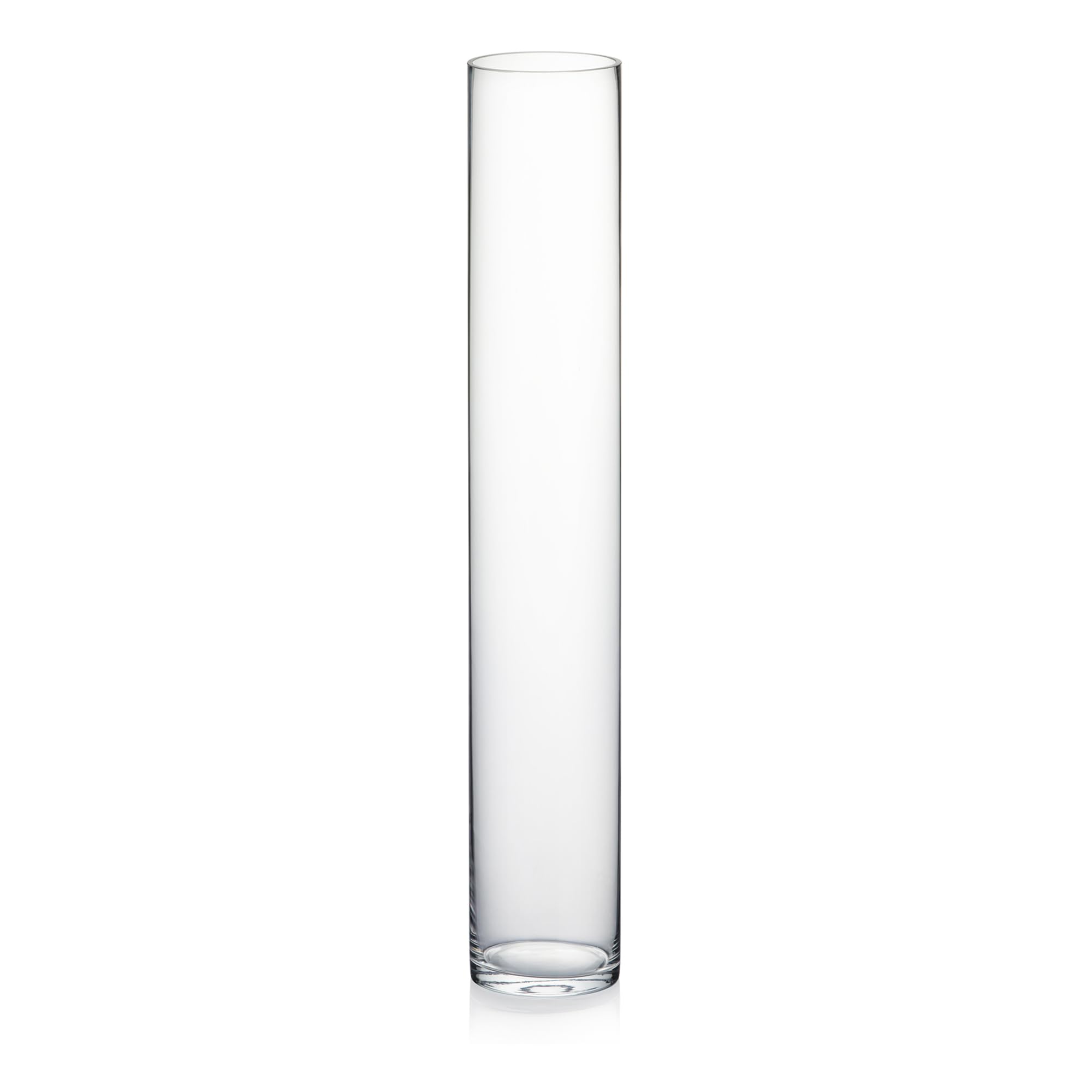 WGV Cylinder Vase, 4"W x 24"H, Floral Container, Glass Centerpiece for Wedding Party Event, Home Office Decor, Clear, 1 Piece