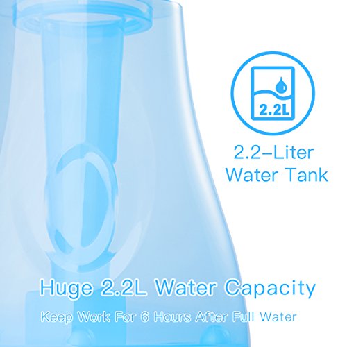 T YONG TONG 2.2L Room Humidifier, 360 Degree Cool Mist Whisper-quiet Ultrasonic Mini Air Purifier, with Cozy LED Variable Night Lights, Transparent Shell Design, for Home Office and Sleeping (Blue)