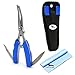 FREEHAWK® Multi Function Stainless Steel Fishing Pliers Curved Nose Scissors Braid Cutters Hook Removers Fishing Line Cutters with 2 Small Blades in Blue with Nylon Sheath