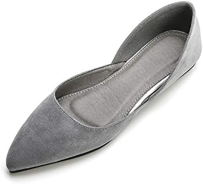 Womens Pointed Toe Ballet Flats Comfort Suede Slip On Flat Dress Shoes