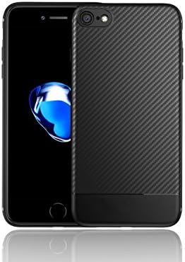 iPhone 8/7 Protective Slim Case, Kcpella TPU Grid Pattern Texture Shockproof Ultra Thin Ultralight Cover New Cool Phone Cover shell (iPhone 8 Black)