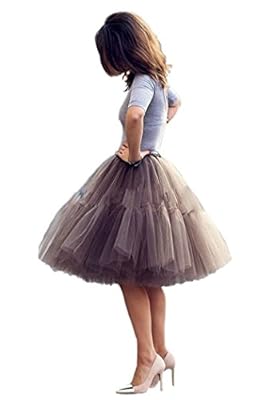 NUOMIQI 5-Layer Princess Midi Knee Length Tutu Skirt Crinoline for Prom Party