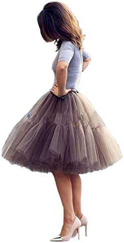 NUOMIQI 5-Layer Princess Midi Knee Length Tutu Skirt Crinoline for Prom Party