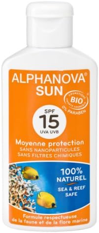 AlphanovaSun, Organic Sunscreen With SPF 15, For Face and Body Immediate Protection, Waterproof, 125 ml