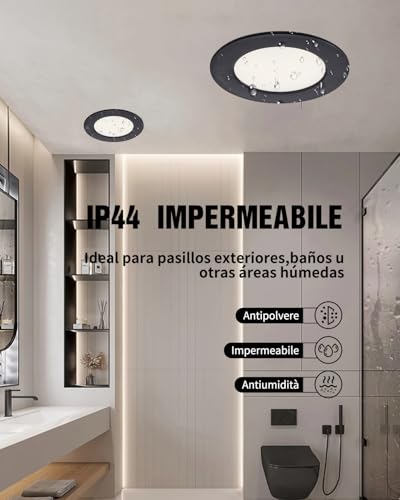 Grebeam Pack of 20 LED Recessed Spotlights for Plasterboard 5W, Ceiling Spotlights, Black, Natural White 4000K, Ultra Thin 25 mm, Recessed LED Spotlight IP44 for Bathroom Kitchen, Hole Ø75-90 mm, AC