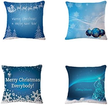 Christmas Pillow Covers EDICP Merry Christmas Series Pillow Cases Decorative Throw Pillow Covers Cotton Linen Set of 4 Square 18Inch(color3)