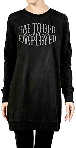Womens Girls Tattooed And Employed Long Sleeve Shirt Sweater Longshirt Large