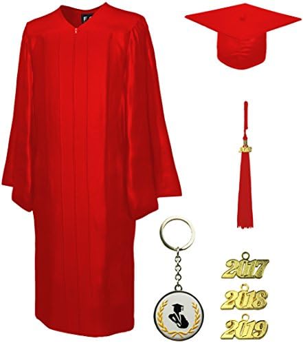 Graduation Cap and Gown and Tassel, Shiny, FIT4GRAD red, size 48
