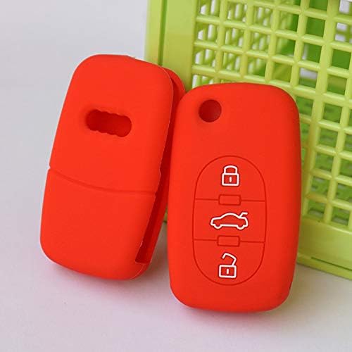 Fricgore - Car Key Cover Protector_New skin silicone rubber car key fob cover case set for Audi A2 A3 A4 A6 A8 TT 3 button OLD flip folding remote repair protect - (Color Name:3 buttons)