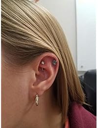 Jewseen - Pendientes de acero quirúrgico 316L con circonita iridiscente CZ de 0.56 oz para cartílago Helix