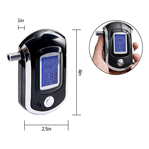 Breathalyzer,Portable Warning Digital Breath Alcohol Tester for Drivers or Home use with 5 mouthpieces - Thumbnail 2