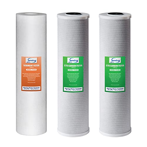 iSpring F3WGB32B Juego de Paquete de Repuesto de Filtros de Agua de Casa Completa de 3 Etapas de 4.5” x 20” con Cartuchos de Sedimento y Bloque de Carbón que Reducen hasta un 99% de Cloro