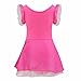 FEESHOW Kids Girls' Ruffle Flutter Sleeve Gymnastic Leotard Ballet Tutu Dress Skirt Princess Dance wear Costumes Rose 5-6