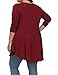 Allegrace Women's Plus Size Henley V Neck Button Tunic Tops Long Sleeve Swing Flowy Shirts Wine Red 2X