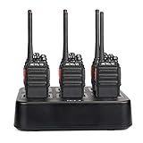 Retevis H-777S Walkie Talkies Rechargeable 16 Channels UHF VOX Privacy Codes Security Two Way Radios Long Range(6 Pack) with Six Way Gang Multi Charger