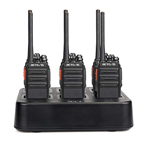 Retevis H-777S Walkie Talkies Rechargeable 16 Channels UHF VOX Privacy Codes Security Two Way Radios Long Range(6 Pack) with Six Way Gang Multi Charger