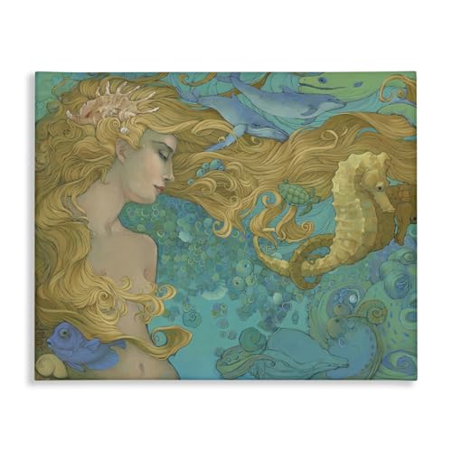 Stupell Industries Mother Ocean Mermaid Portrait Canvas Wall Art design by Chri…