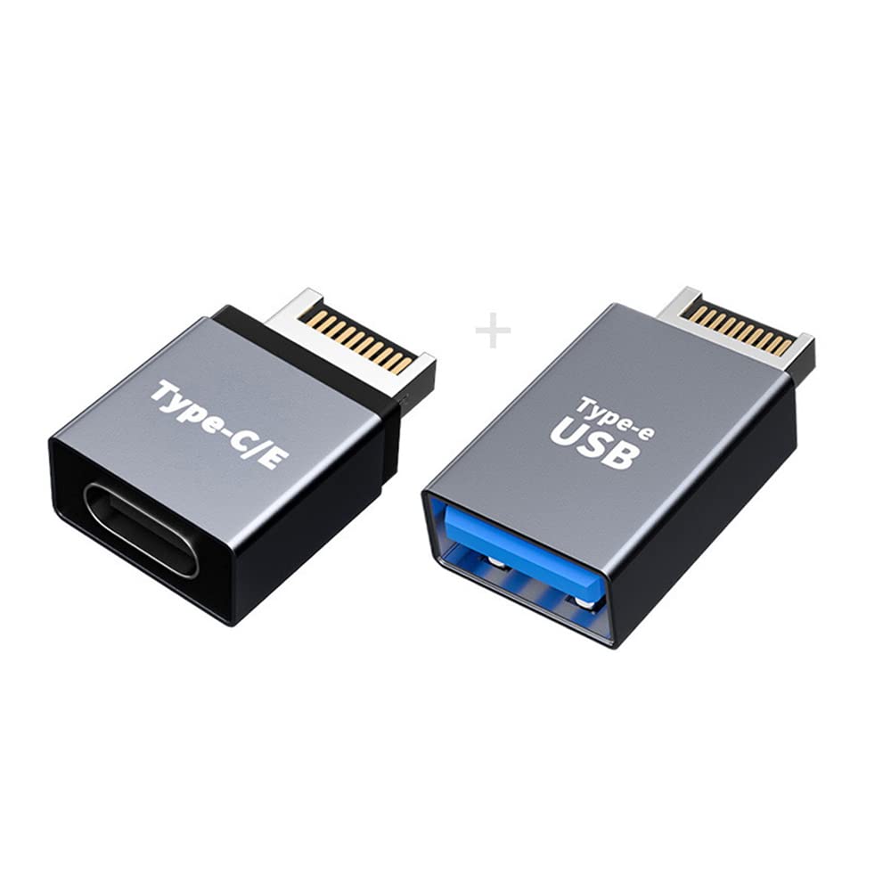 NFHK 2pcs USB 3.1 Front Panel Header Male Type-E to Type-A & Type-C USB-C Motherboard Extension Data Adapter
