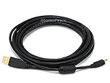 Monoprice 10-Feet USB 2.0 A Male to Mini-B 5pin Male 28/24AWG Cable with Ferrite Core (Gold Plated) (105449)