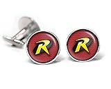 Robin Cufflinks, Batman and Robin Tie Clip Tack, Justice League Jewelry, Superhero Wedding Party Jewelry, Groomsmen Gifts, Groomsman Gift