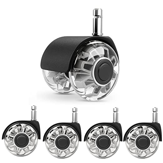 Replacement Office Chair Wheels (1000 kg) - 10 x 22 mm Wheels for Office Chairs, Smooth and Quiet Hard Floor Castors, Desk Chair Castors for Gaming Chairs, Suitable for Any Floor, No Scratches (10 mm)