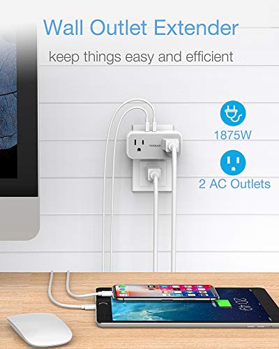 Multi Plug Outlet Extender with USB, TESSAN Double Electrical Outlet Splitter with 3 USB Wall Charger, Mini Multiple… - Image 2