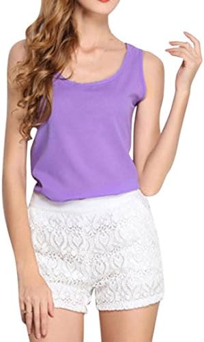 Hot Sale Leedford Women O-Neck Sleeveless Pure Color Vest Chiffon Tops T-Shirt Blouse (M, Purple)
