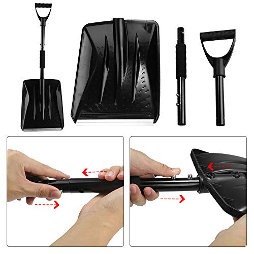 V VONTOX Snow Shovel, Detachable Plastic Snow Shovel with DGrip Handle