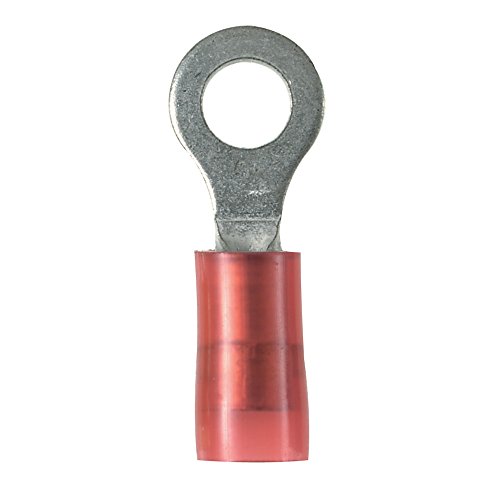 Panduit PN18-14R-C Ring Terminal, Nylon Insulated, 22 - 18 AWG, 1/4-Inch Stud Size, Red (100-Pack)