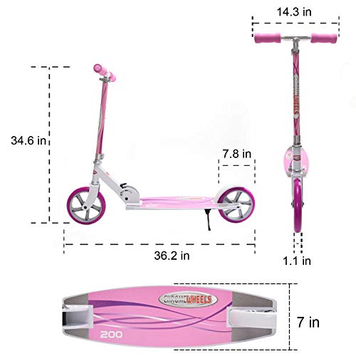 ChromeWheels Kick Scooter, Deluxe 8" Large 2Wheels Wide Deck 5