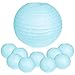 WYZworks Round Paper Lanterns 10 Pack (Light Blue, 8