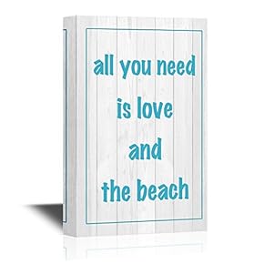 Canvas Wall Art - All You Need is Love and The Beach - Gallery Wrap Modern Home Art | Ready to Hang - 12x18 inches