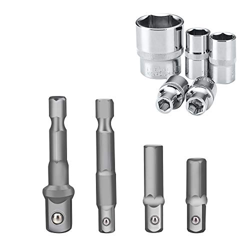 Drill Socket Adapter for Impact Driver with Hex Shank to Square Socket Drill Bits Bar Extension set 8 Pieces
