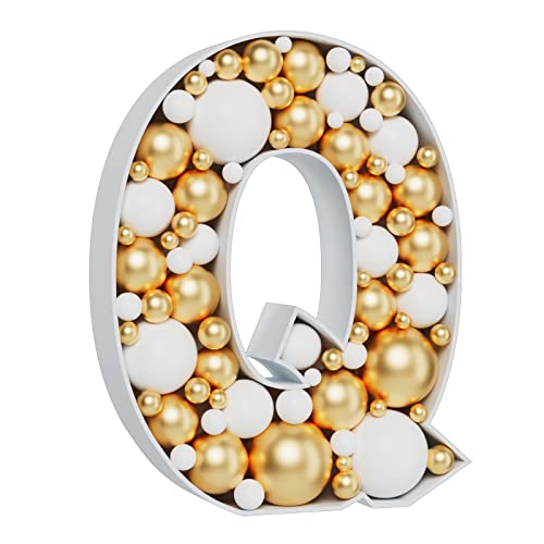 3FT Large Marquee Letters Mosaic Balloon Frame Pre-cut Foam Board Marquee Light Up Letters Q for Birthday Party Decorations,Wedding,Baby Shower DIY Party Supplies (Letter Q)
