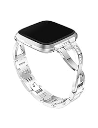 patrohoo para Fitbit Versa correas de metal, assesories correas de repuesto para Fitbit Versa mujeres hombres rosa de plata oro negro