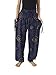 Lannaclothesdesign Women's Smocked Circle Printed Hippie Boho Pants (M, Dark Blue)