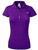 Luna Flower Slim Fit Long Waist Short Sleeve Plain Polo Tee Shirts 102-Purple US M