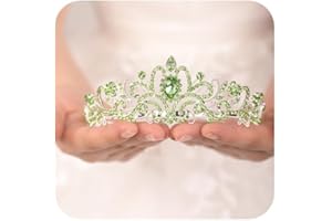 JWICOS Emerald Green Rhinestone Tiara and Crown for Women Elegant Crystal Crown with Combs Princess Birthday Crown for Women Bridal Wedding Prom Birthday Party Hair Accessories (Emerald Green)