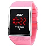 LinTimes Kid's Boys Girls Touch Screen Watch 30M Water Resistance Digital LED Sport Casual Wristwatch for Teenagers Pink