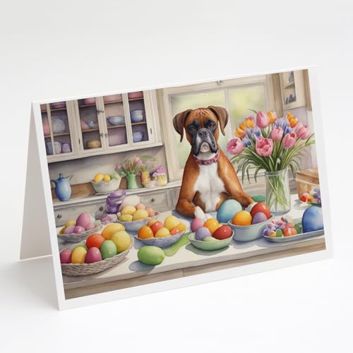 Caroline's Treasures DAC6774GCA7P Decorating Easter Boxer Greeting Cards Pack o…
