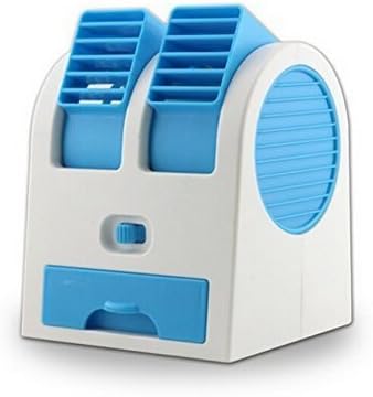 MeMeDa 5V 2.5W Mini USB Portable Dual Air Outlet Desktop Bladeless Air Conditioning Cooling Fan (Blue)