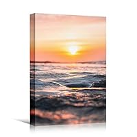 Canvas Wall Art Ocean Sunset Coastal Orange Photography Relax/Calm Romantics Sunset Warm - 12x18 inches