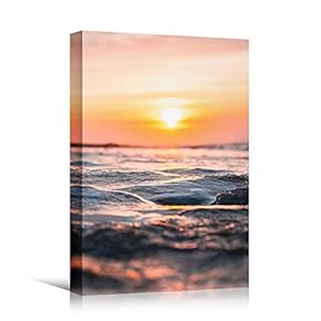 signwin Canvas Wall Art Ocean Sunset Coastal Orange...