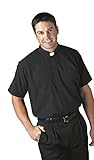 Christian Brands Men's Polyester Cotton Blend Short Sleeve Clergy Shirt, Navy, 18 1/2 Inch
