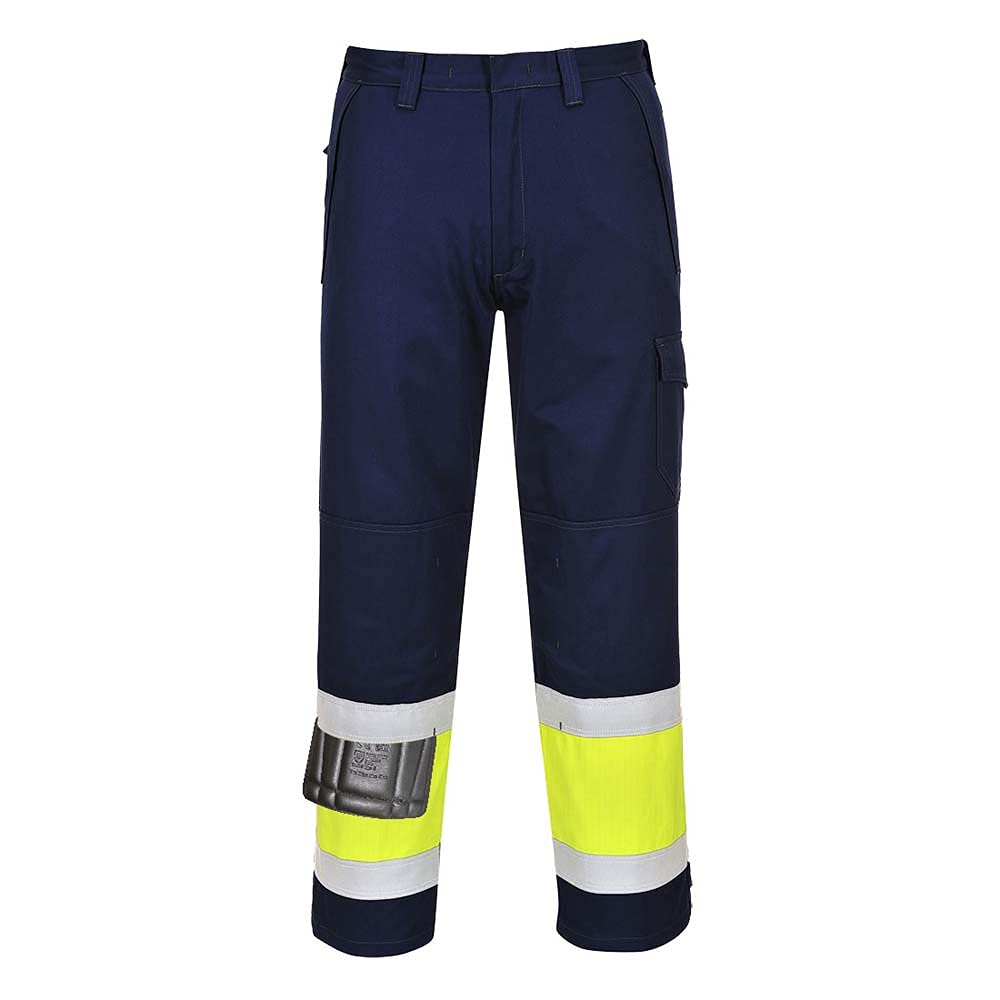 Portwest Hi-Vis Modaflame Trouser, Size: M, Colour: Yellow/Navy Tall, MV26YNTM