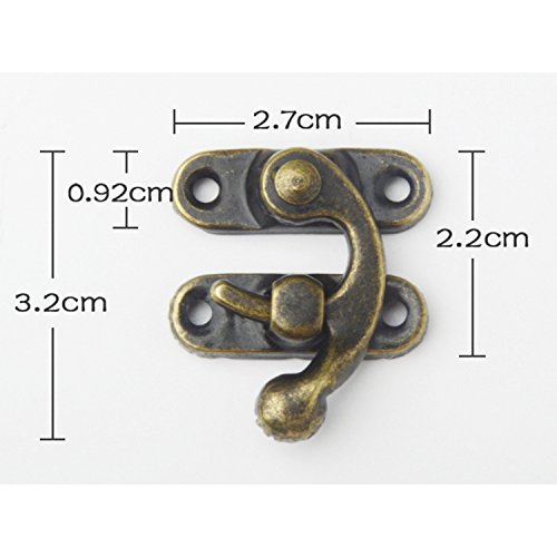 MANSHU 40pcs Small Box Hinges, 20 Sets Antique Right Latch Hook Hasp Wood Jewelry Box Hasp Catch Decoration with 240 Pieces Replacement Screws - Bronze Tone