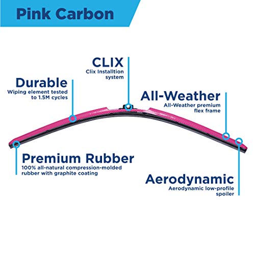 Clix Wipers Pink Carbon Fiber Automotive Wiper Blades Universal