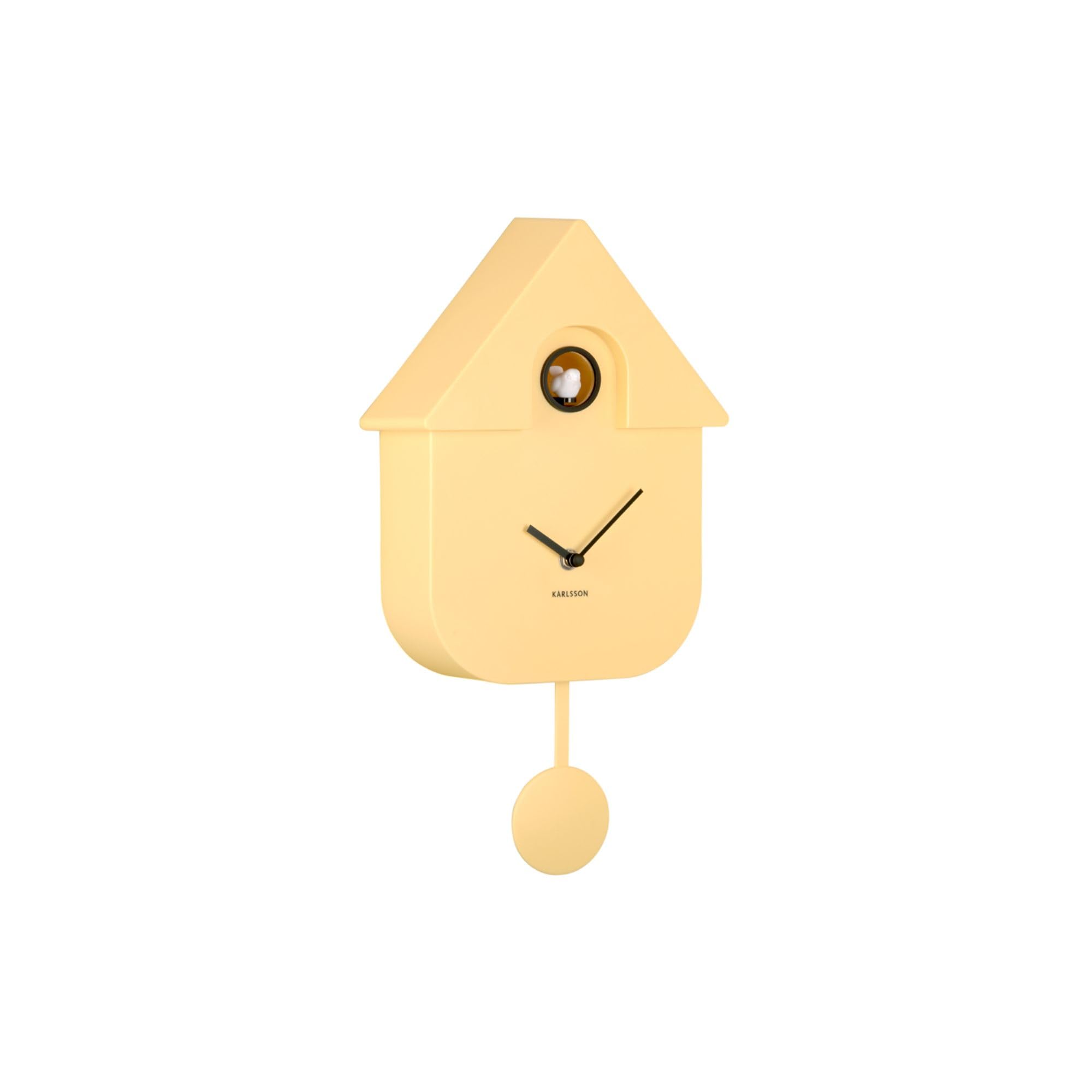 Karlsson Pendulum Modern Wall Cuckoo Clock (Soft Yellow - KA5768LY)