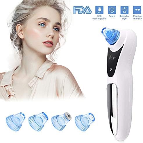 Black Head Cleaning Tool,Blackhead Vacuum Remover Suction Facial Pore Deep Cleaner Electric Acne Comedone Extractor Kit With 5 Replacement Head for Men and Women