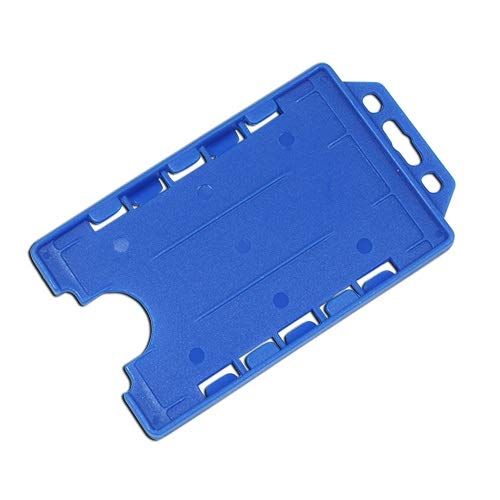 Identity-Plus: Light Blue Rigid Open Faced Double/Dual Sided Portrait ID Card Badge Pass Holder (100)